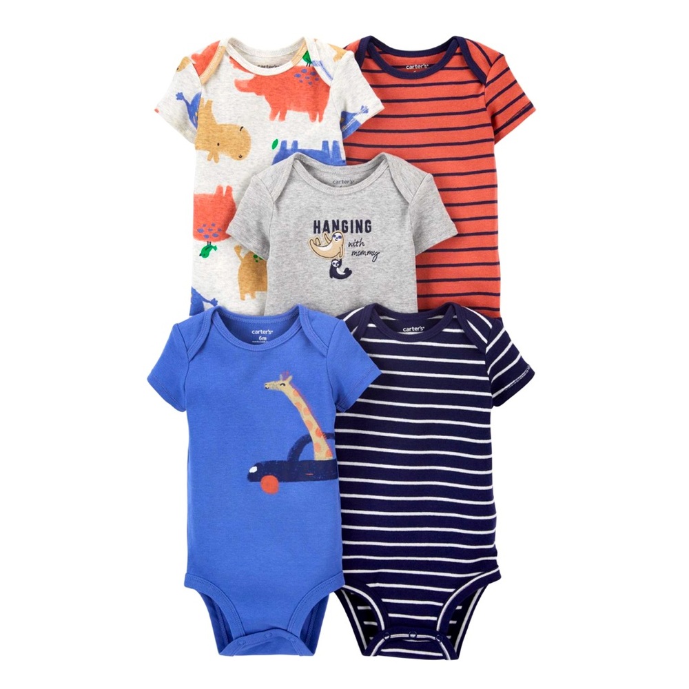 Carter's Baby Boy clothes 5 Pack Bodysuit Set 18 Months 100% Cotton